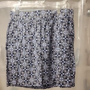 Elegant Blue and White Patterned Skirt